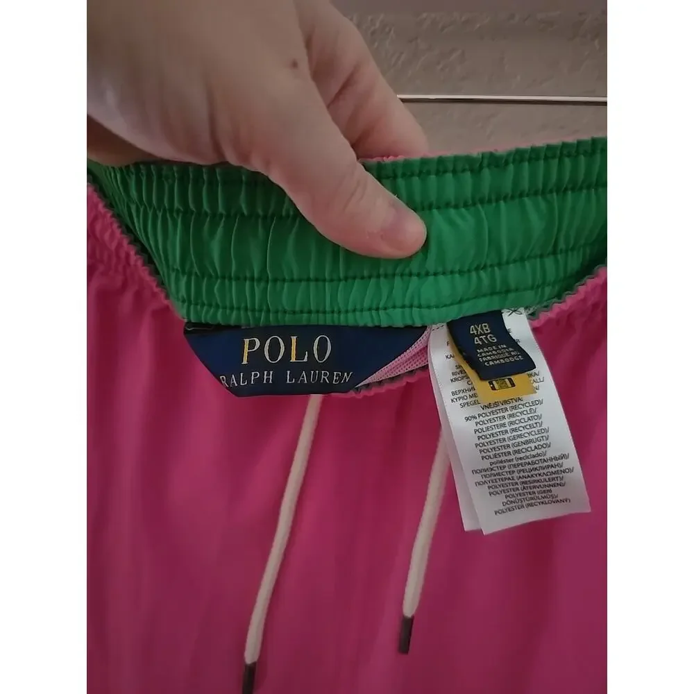 Polo Ralph Lauren Traveler‎ Pink Drawstring Swim Trunks Shorts Men's Size 4XB